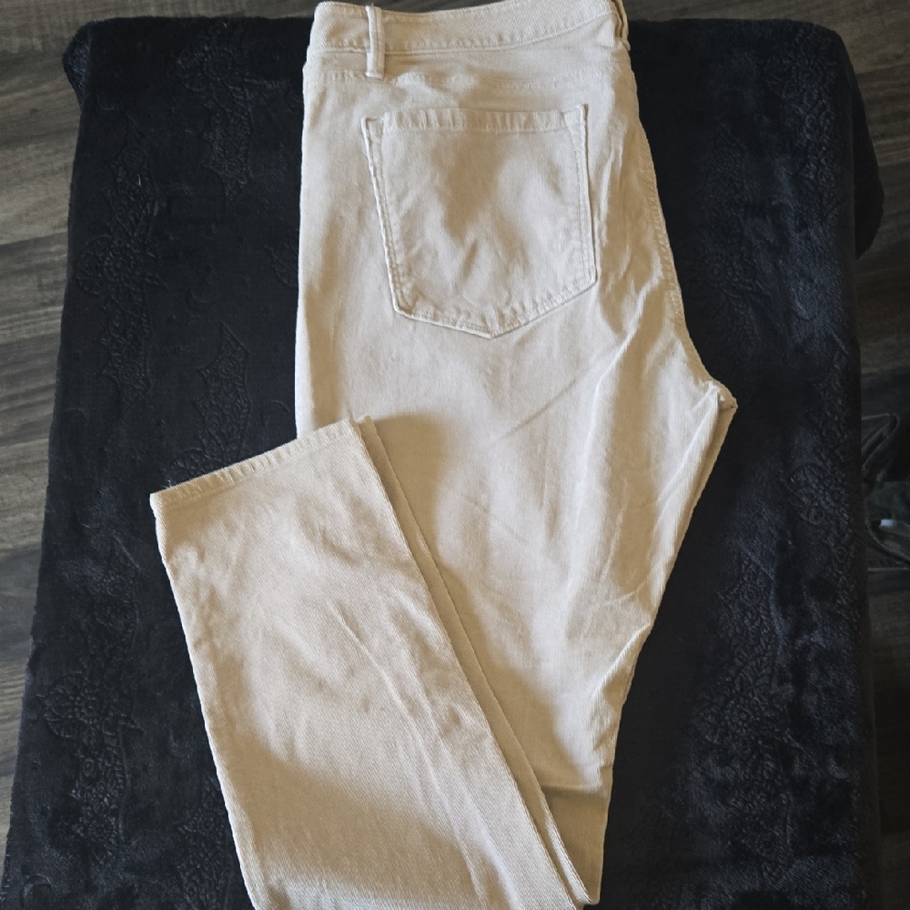LOFT Cream Skinny Jeans with Distressed Details